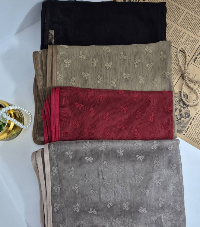 شال توری طرح پاپیونی دور نوار دوزی شده کیفیت کار عالی