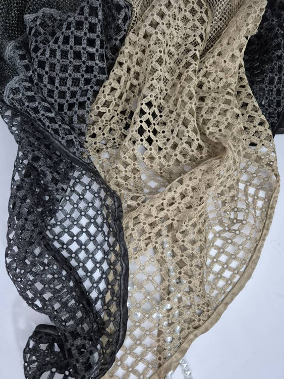 شال طرح ماهی شاین دار وارداتی دستک ماهی طرح توری با کیفیت عالی