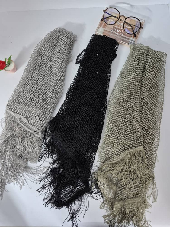 مینی اسکارف سه گوش لبه ریش دار وارداتی درجه یک با کیفیت عالی