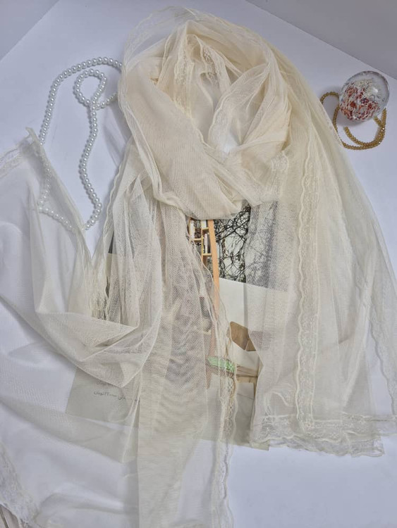 شال تور ساده با حاشیه گیپور تولید داخلی با کیفیت عالی