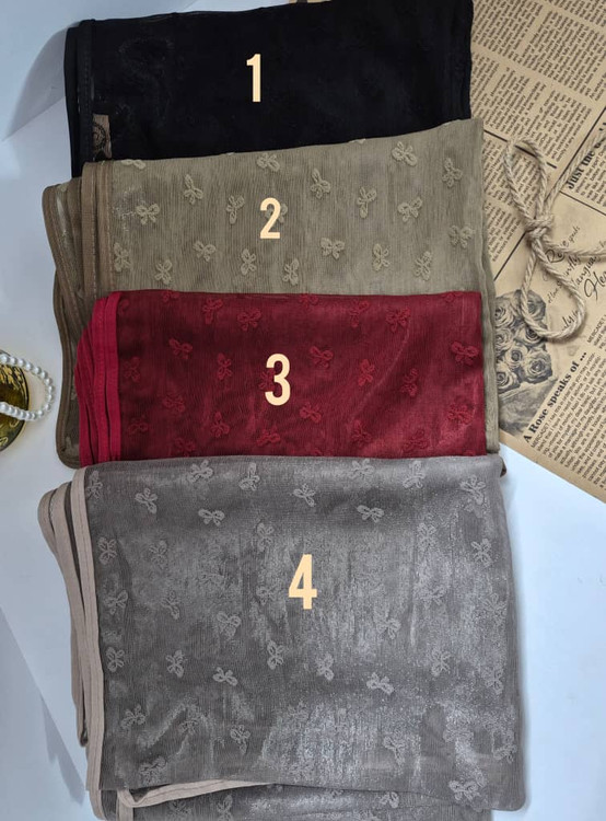 انواع رنگبندی شال توری دور نوار دوزی طرح پاپیون