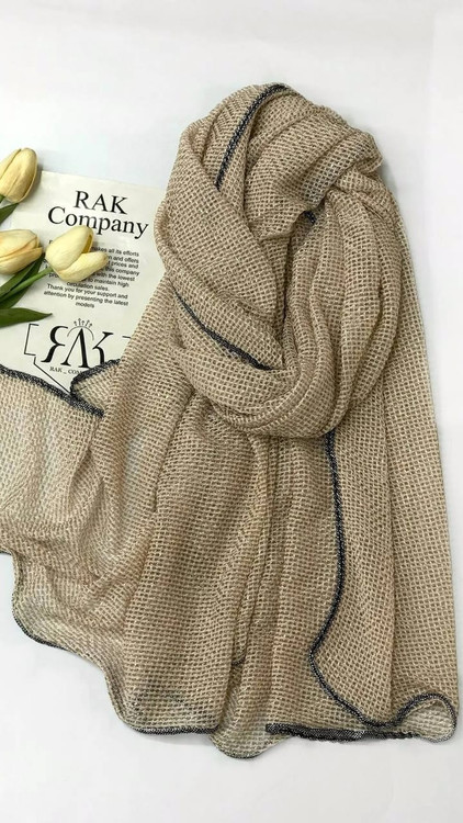 شال نخی جنس وارداتی رنگ کرم کم رنگ خوشکلمون در مجموعه ladys scarf