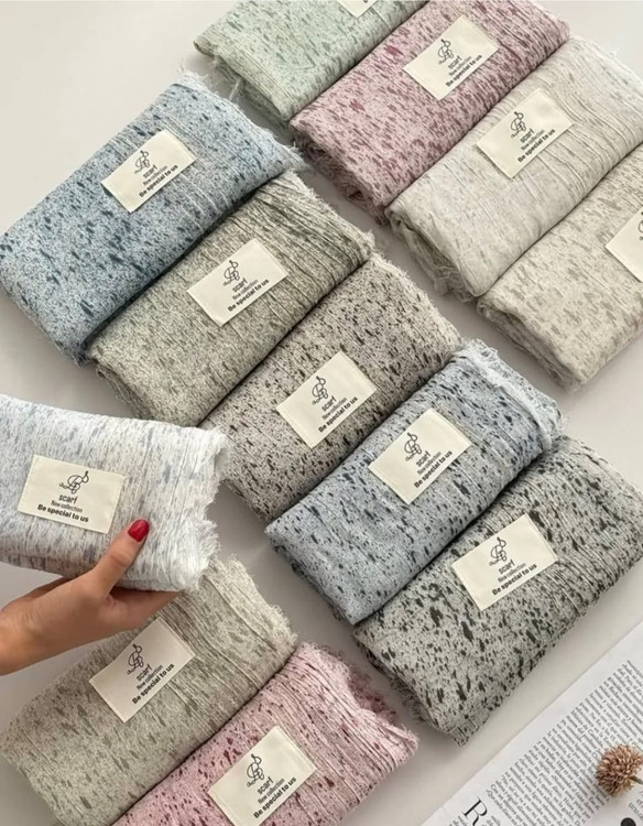 شال نخ پنبه دور ریش ابرو بادی وارداتی با کیفیت در جه یک در مجموعه خانم شال