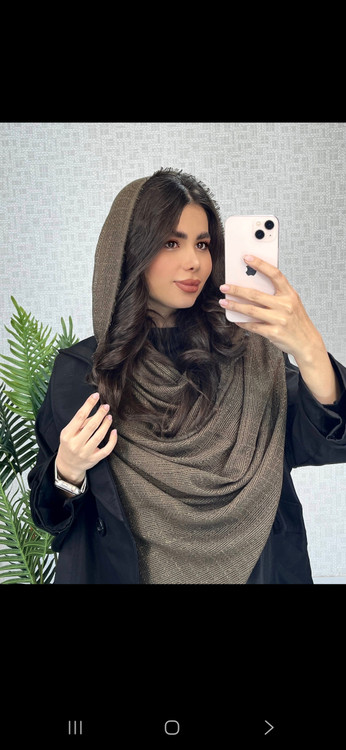 شال نخی کنفی رنگ قهوه ایی