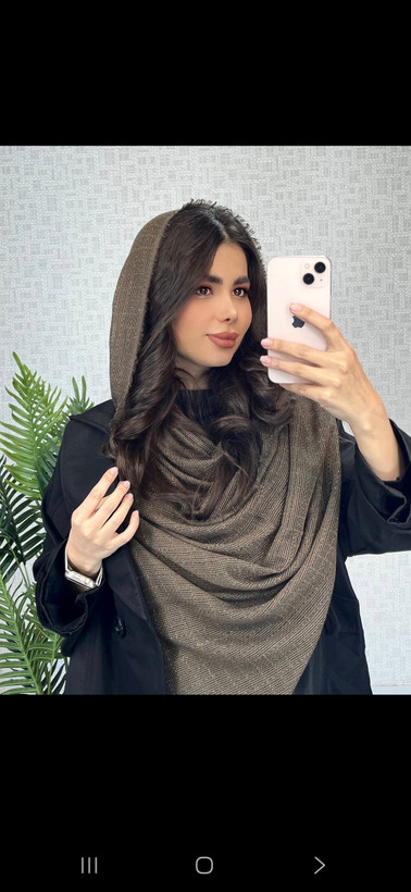 شال نخی کنفی رنگ قهوه ایی