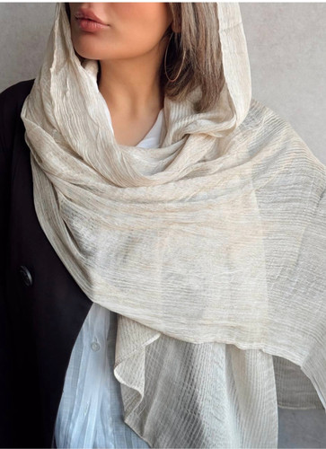 شال برشکای دور چین تک رنگ داخلی با کیفیت