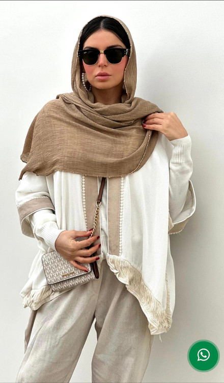 شال برشکای دور زنجیر رنگ نسکافه ایی