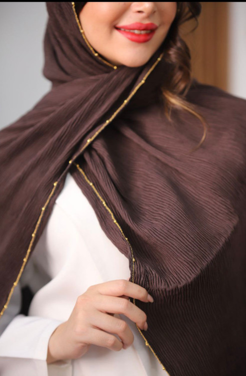 شال برشکای دور زنجیر رنگ قهوه ایی